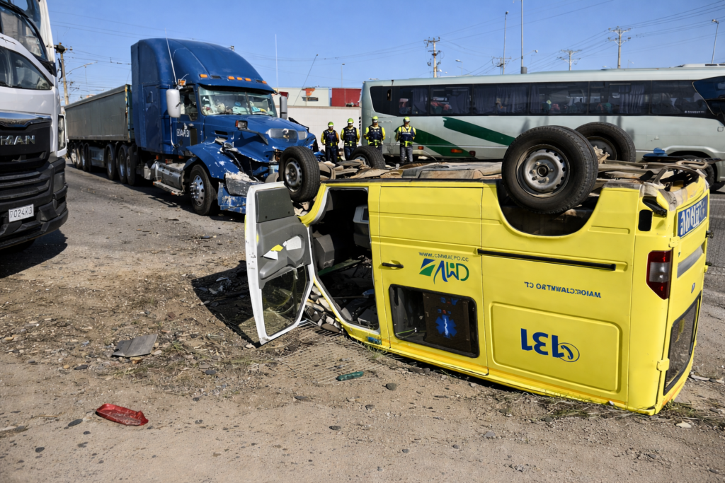 Colisión entre camión y ambulancia deja varios lesionados y congestión en la Ruta 68