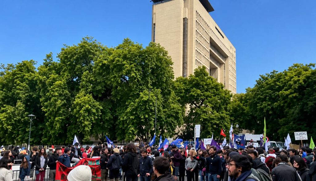 Organizaciones sociales protestan frente al Congreso por debate de “megarreforma” del Gobierno
