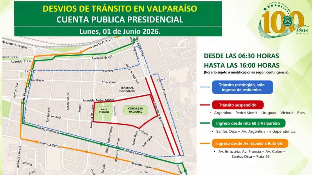 Cuenta Pública en Valparaíso: terminal cerrado, desvíos, suspensión de clases
