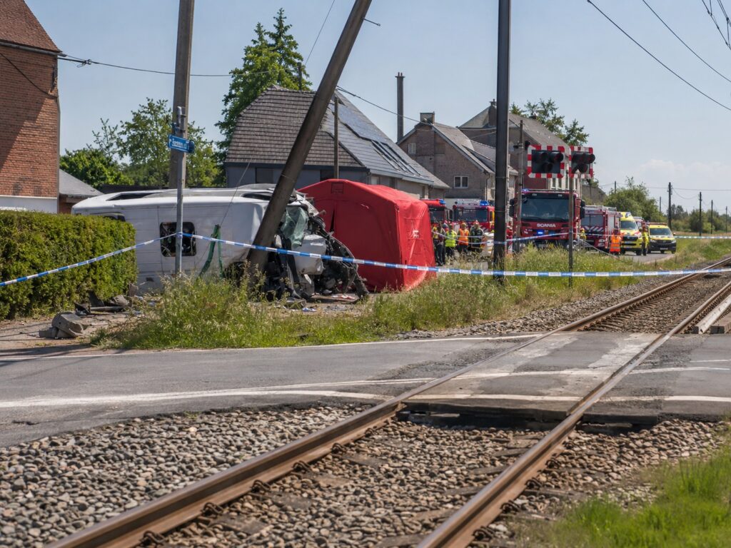 Cuatro muertos deja choque entre tren de pasajeros y minibús escolar en Bélgica
