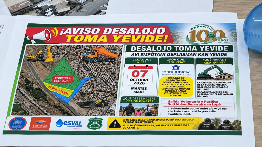 Desalojo del asentamiento Yevide en San Felipe se realizará el 7 de octubre