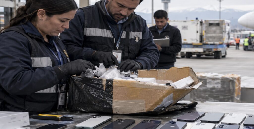 PDI recupera millonario cargamento de iPhone robados que iba rumbo a Hong Kong desde el Aeropuerto de Santiago