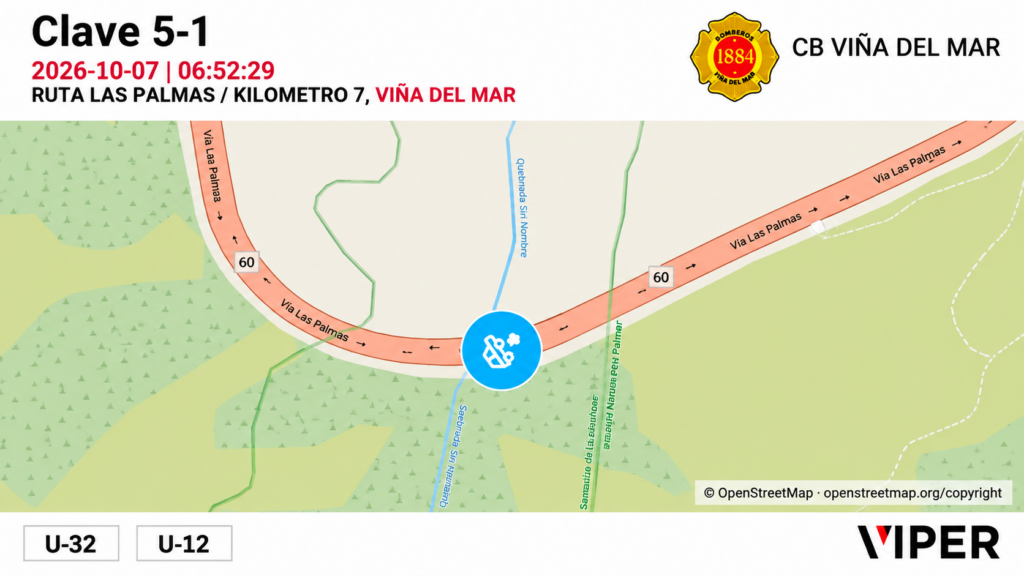 Volcamiento en Ruta Las Palmas genera congestión en Viña del Mar